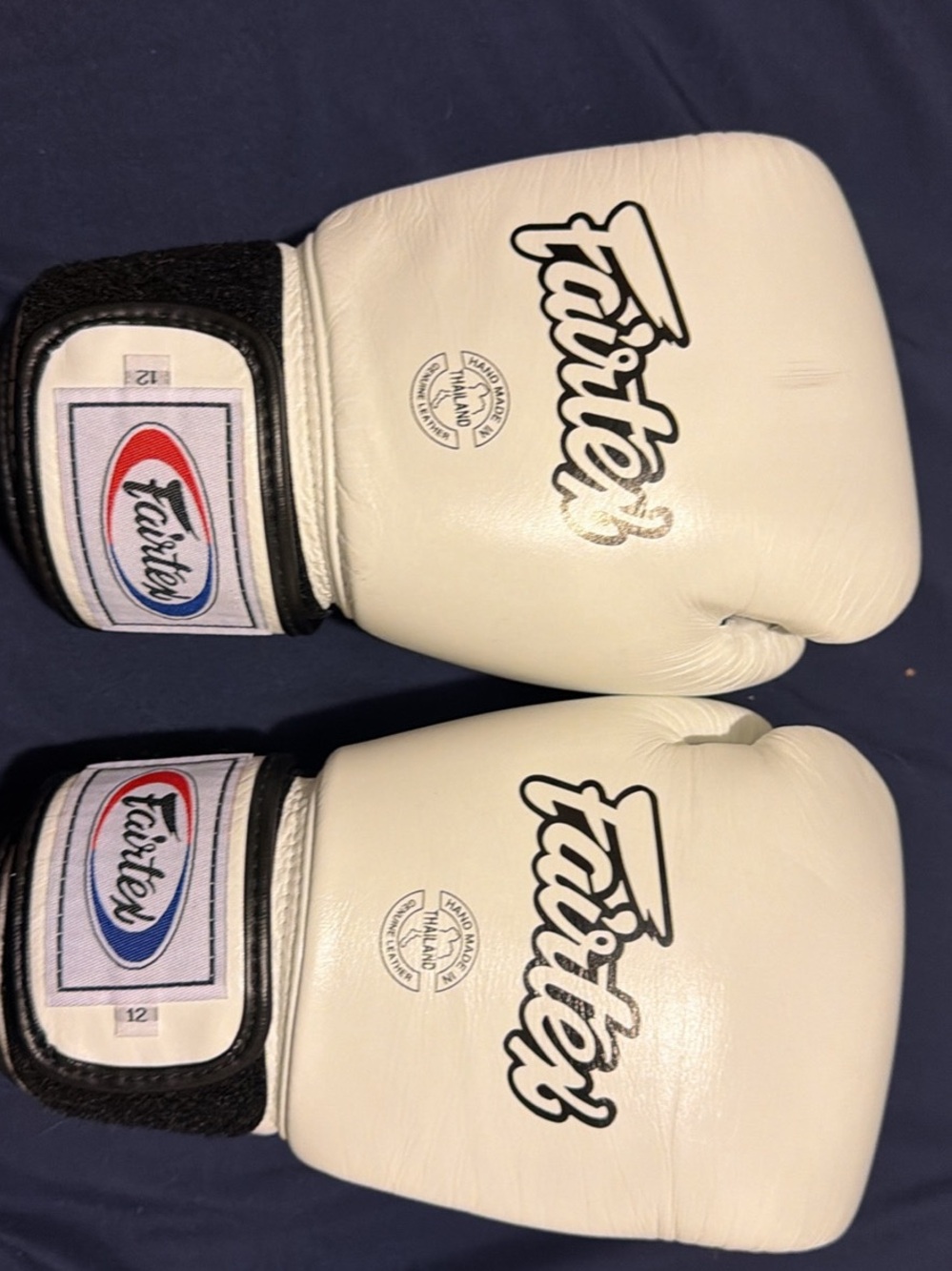 Fairtex White Boxing Gloves for Men - Professional Training 12Oz S/M